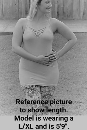 Thelma Coffee V-Neck Criss-Cross Cami SM-3XL