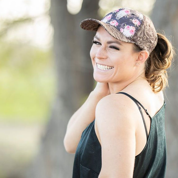 Longhorn Skull Flowers Ponytail Womens Hat 💕BUNDLE+OFFER