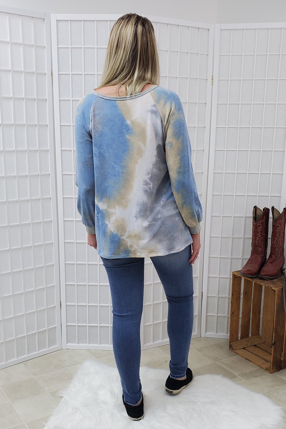 Carlin Blue Grey Top MEDIUM