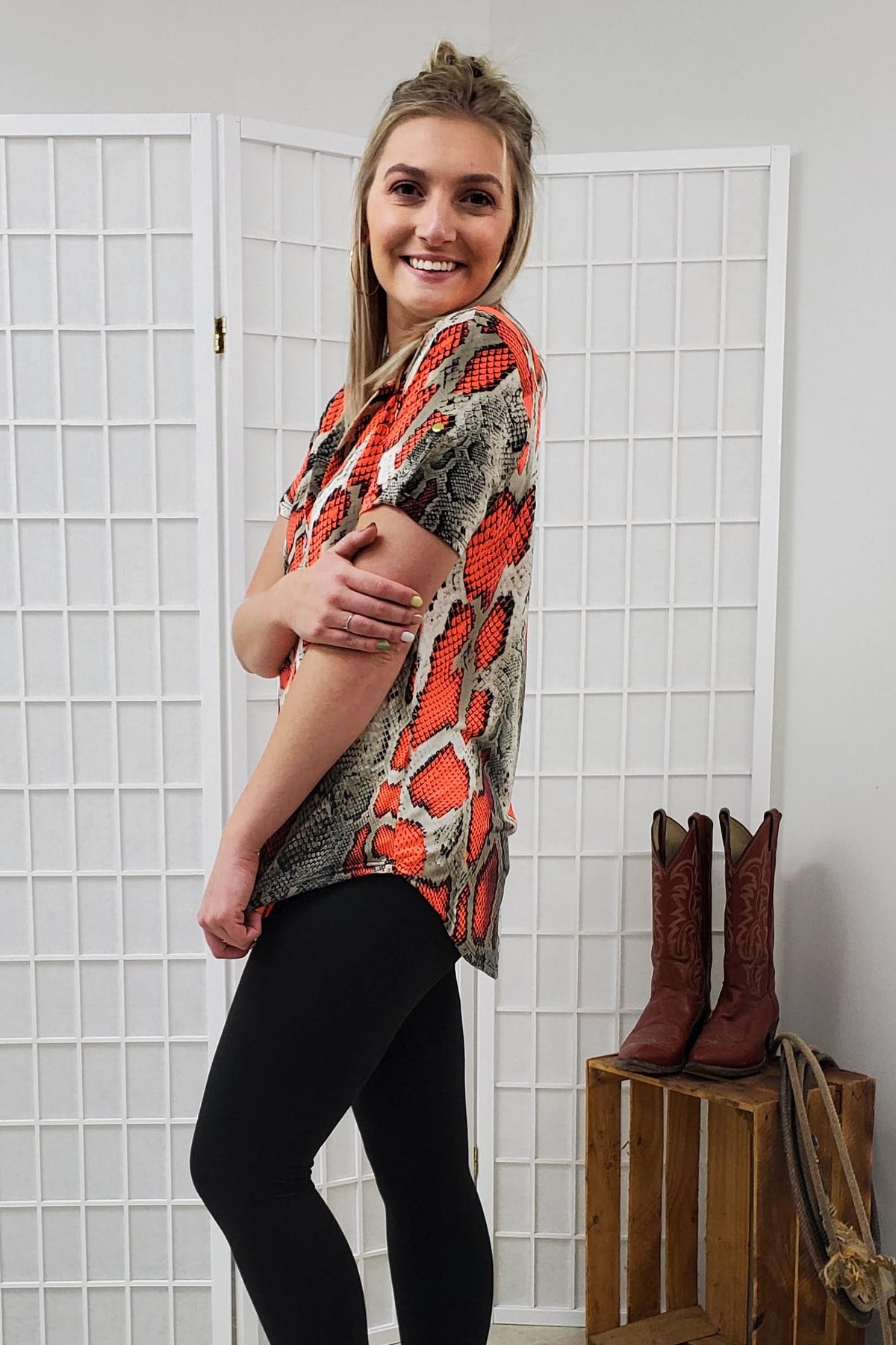 Rylan Snakeskin Top SM, MED, LG, 3XL D5