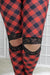 Lace Knee Red & Black Plaid Leggings