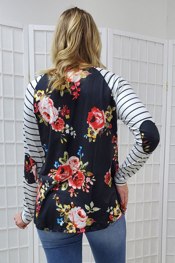 Kendall Black Floral Top XL - Twisted Spur Boutique, LLC