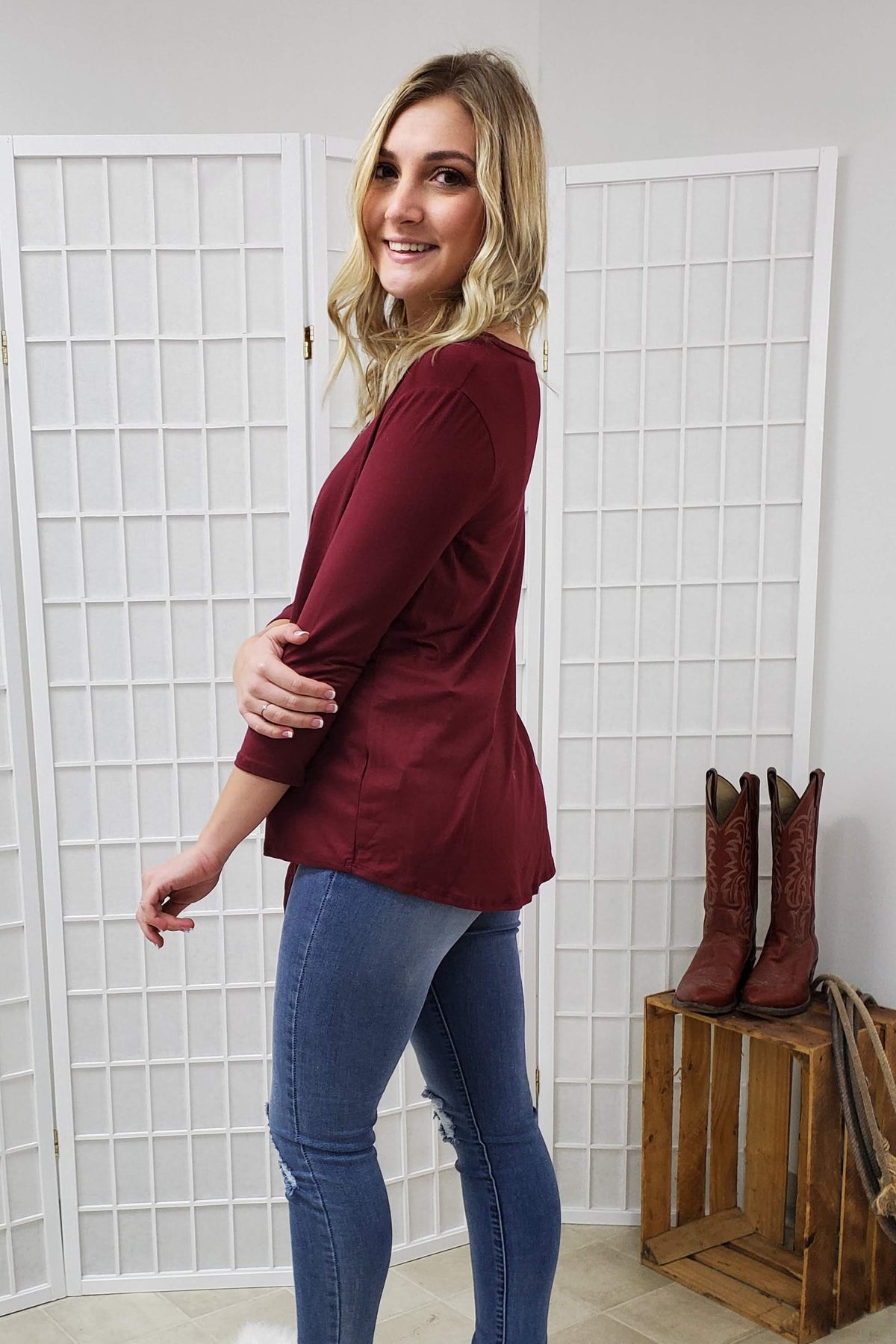 Laken Burgundy Top SMALL, MEDIUM D5