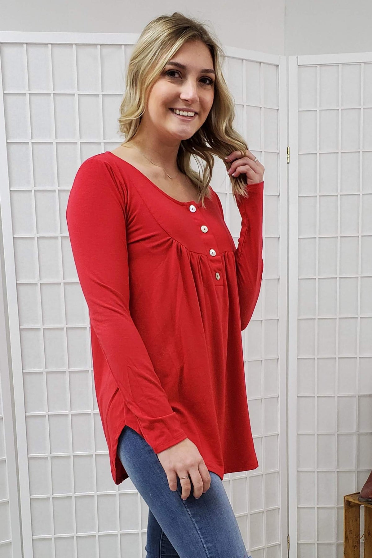 Lana Ruby Button Top SM, MED, LG, XL