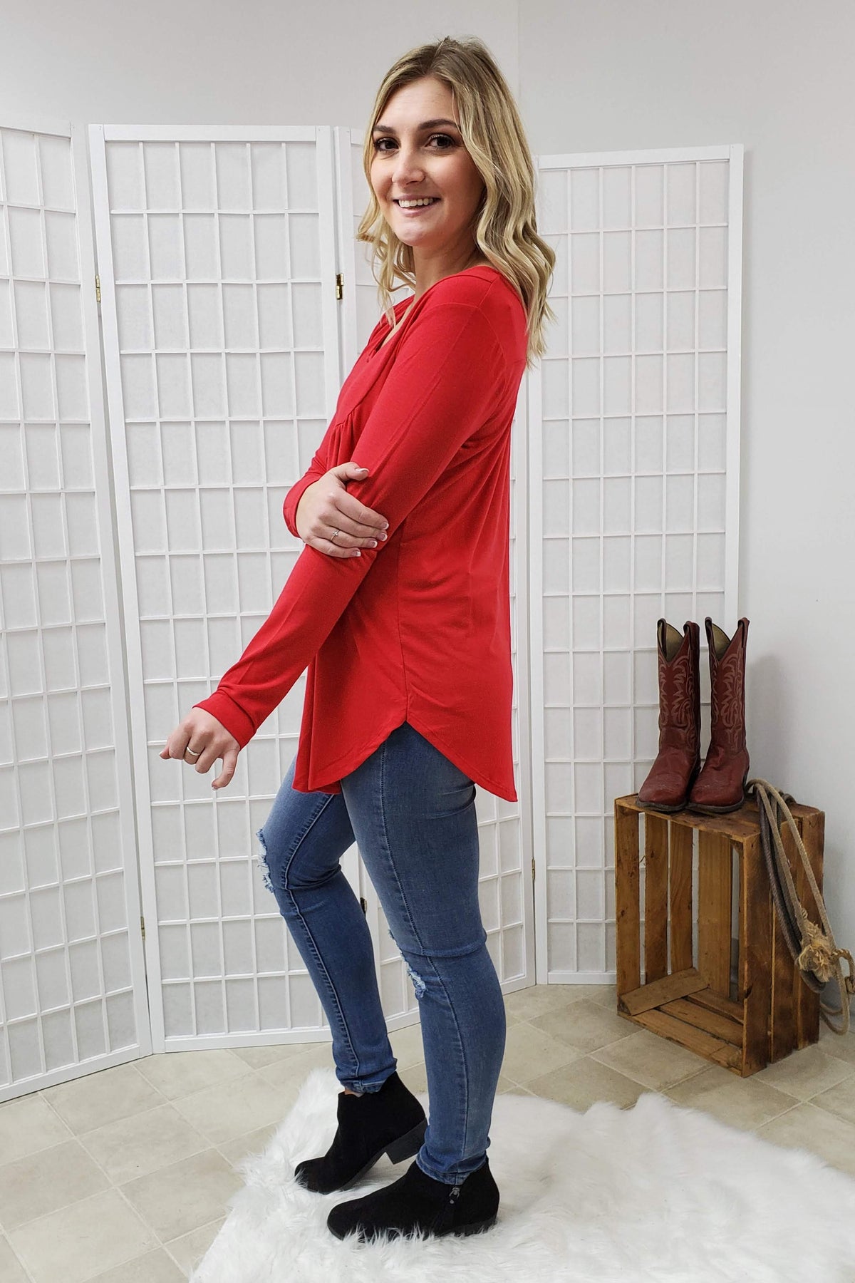 Lana Ruby Button Top SM, MED, LG, XL