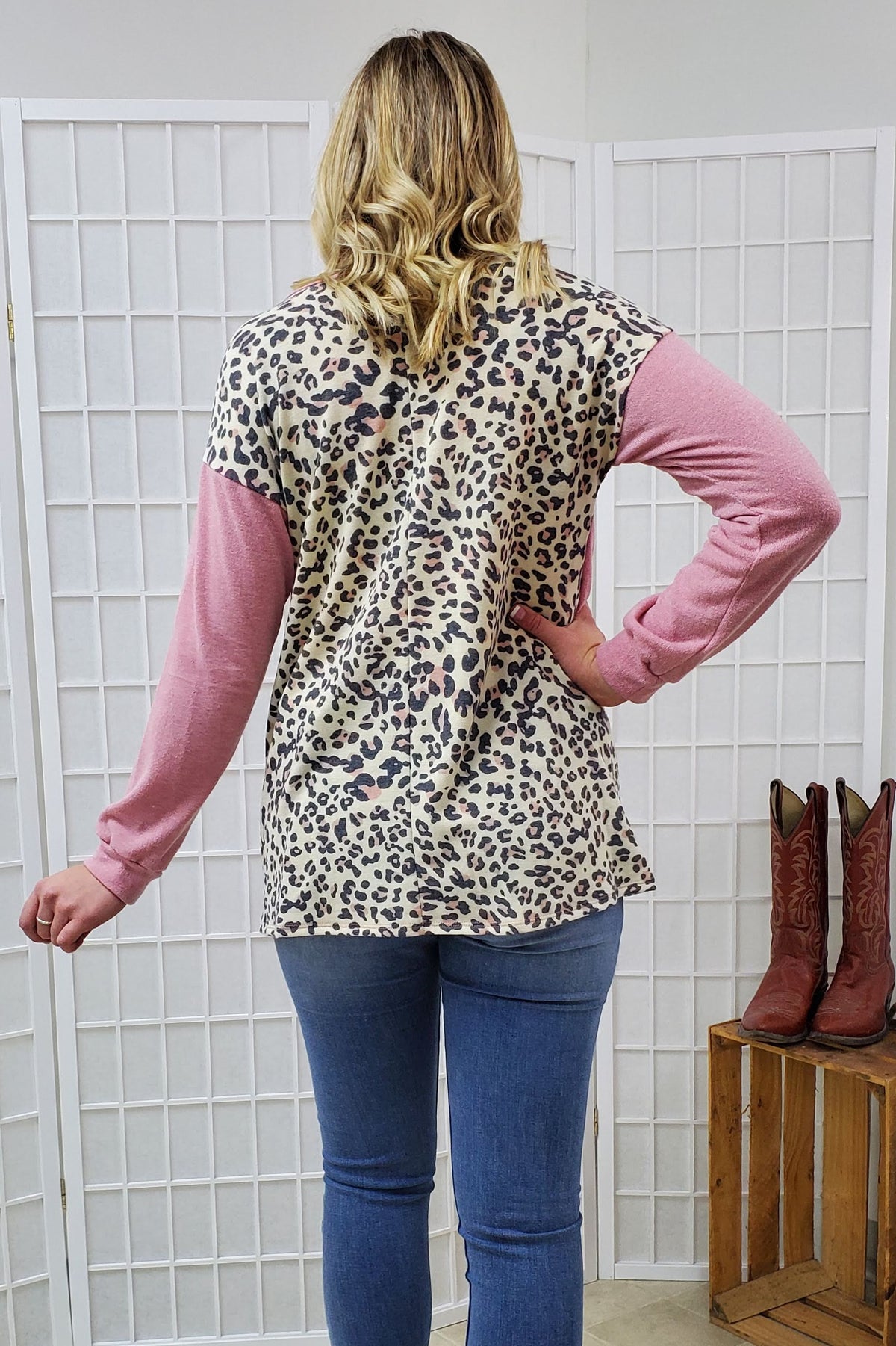 Sandra Pink Leopard Top SM, MED, LG, XL