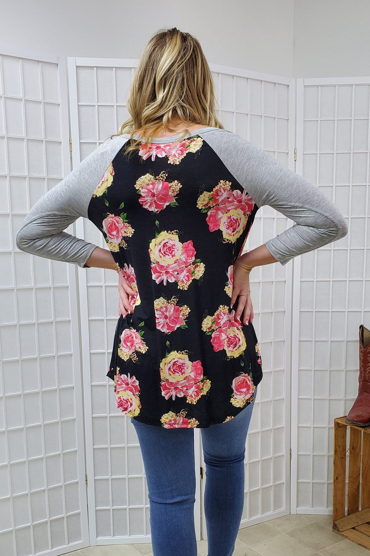 Gracelynn Black and Grey Top SM, MED, XL, 2XL