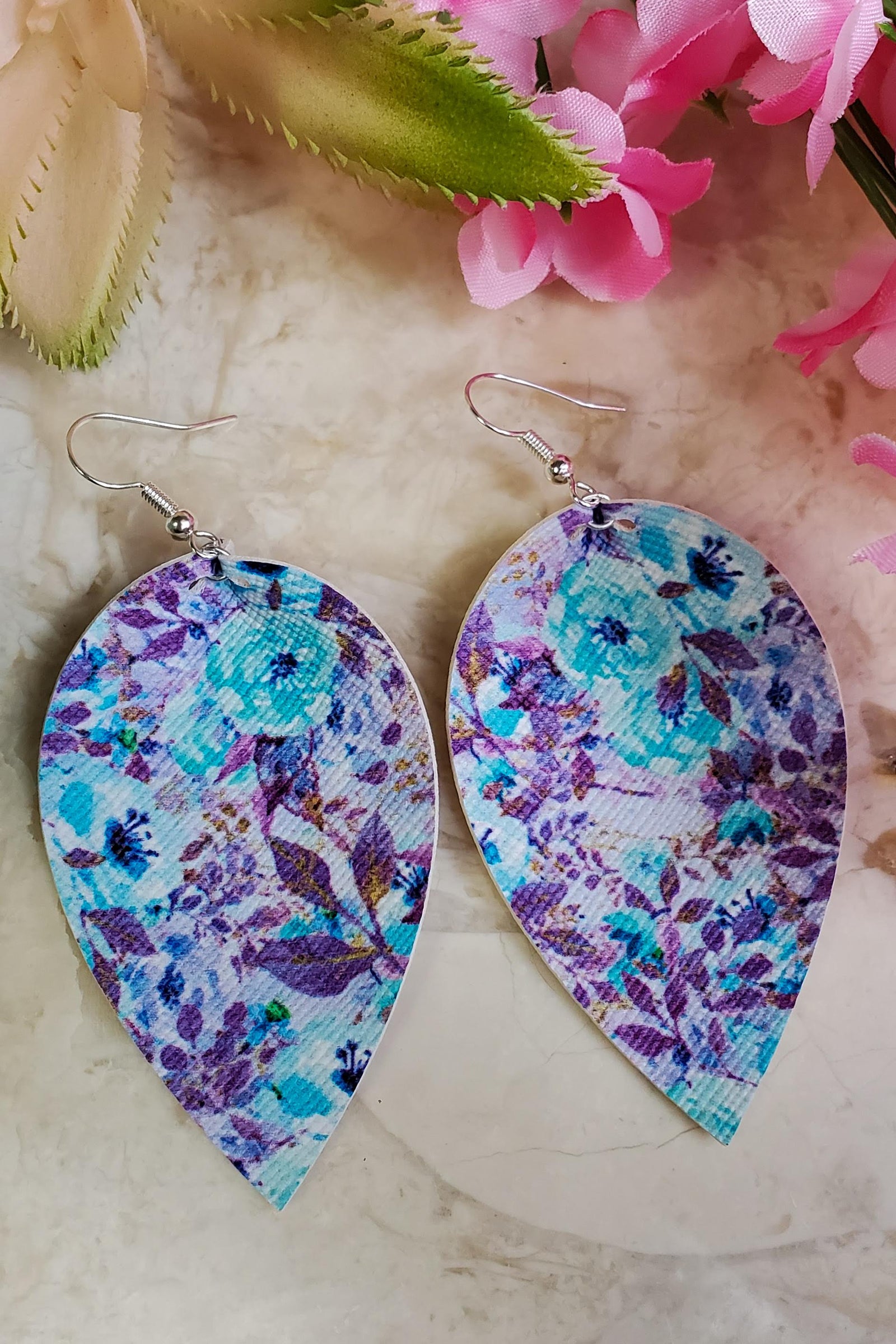 Purple Floral Petal Handcrafted22 Earrings P-020 D5