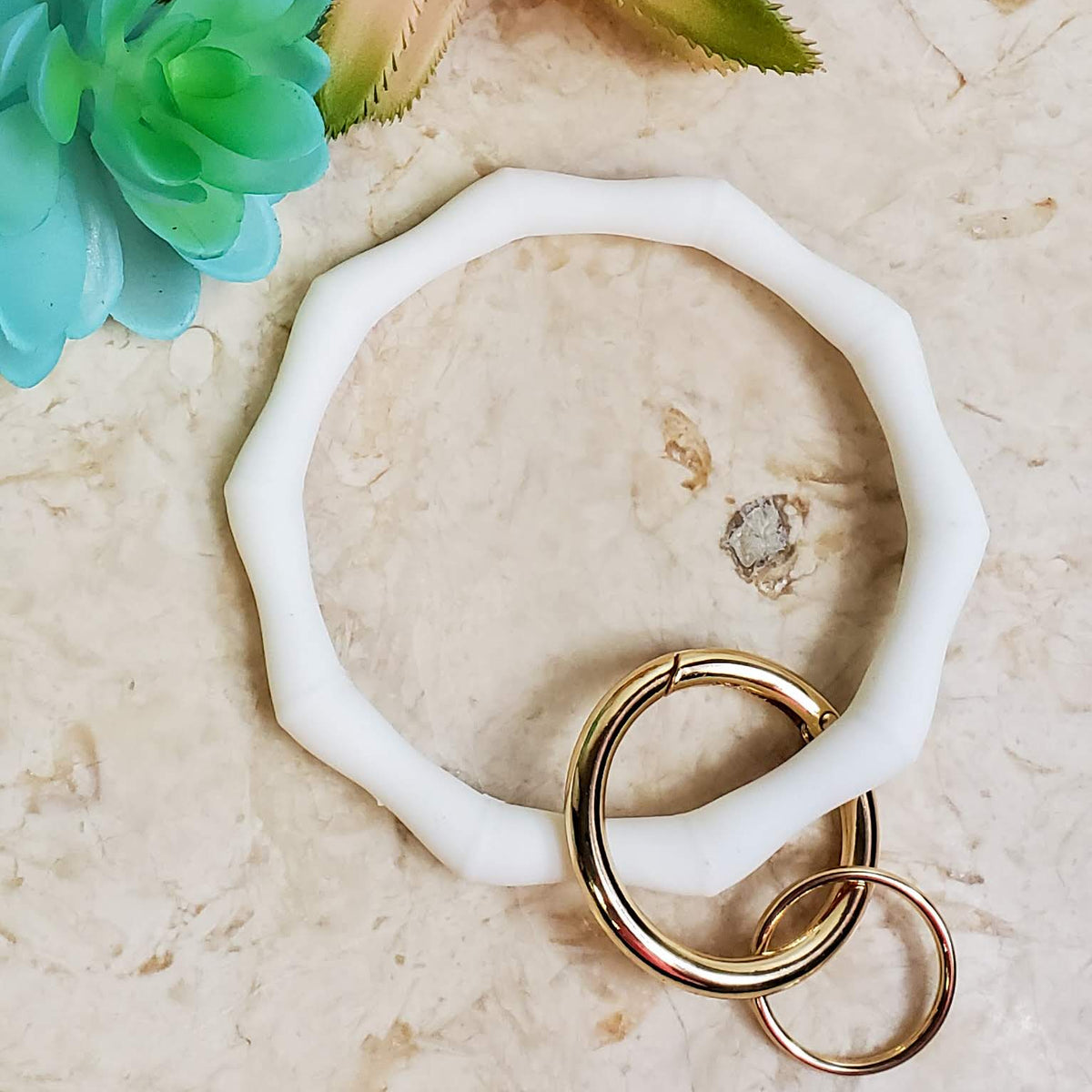 White Bamboo Silicone Keychain Bangle 💕BUNDLE+OFFER