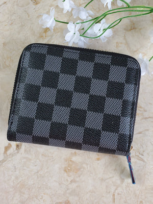 Black Checkered Small Wallet