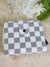 White Checkered Small Wallet