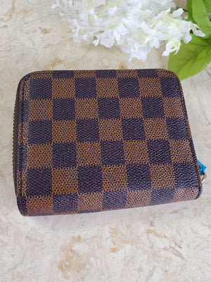 Brown Checkered Small Wallet