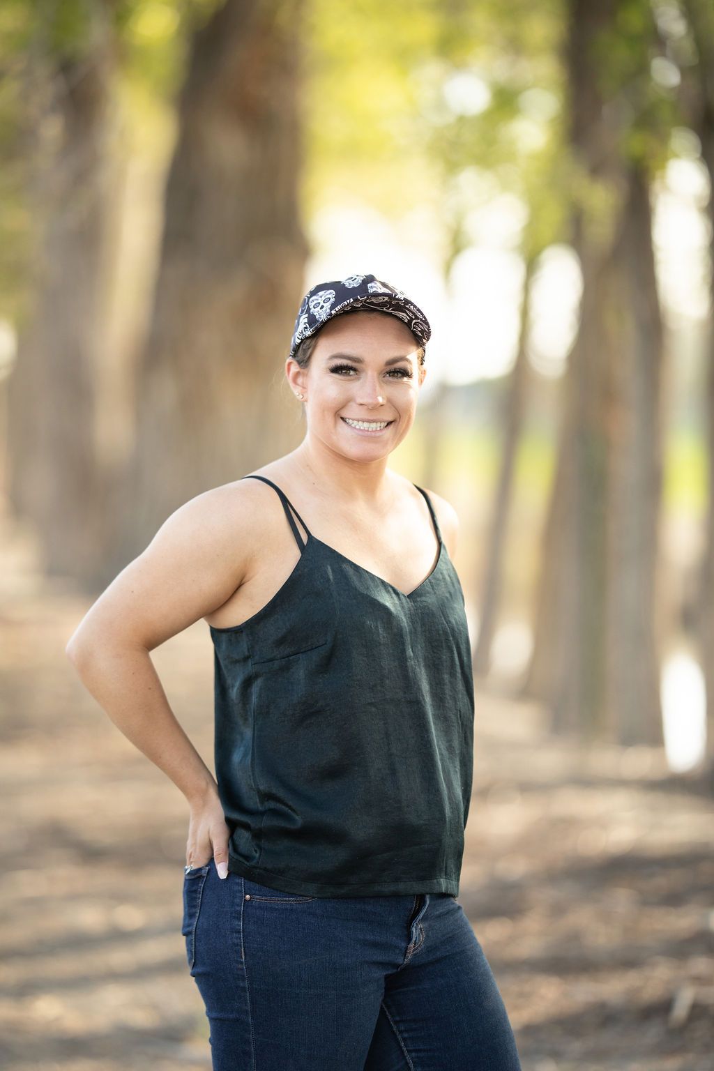 Skull Rose Messy Bun Ponytail Hat