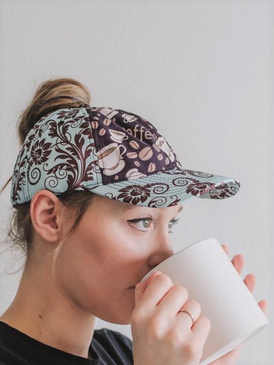 Coffee Floral Messy Bun Ponytail Hat