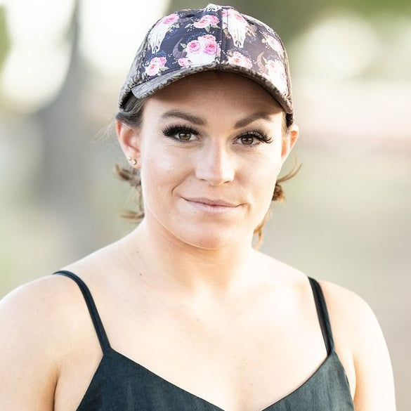 Longhorn Skull Flowers Ponytail Womens Hat 💕BUNDLE+OFFER