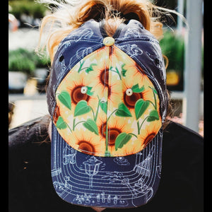 Sunflower Garden Ponytail Womens Hat 💕BUNDLE+OFFER