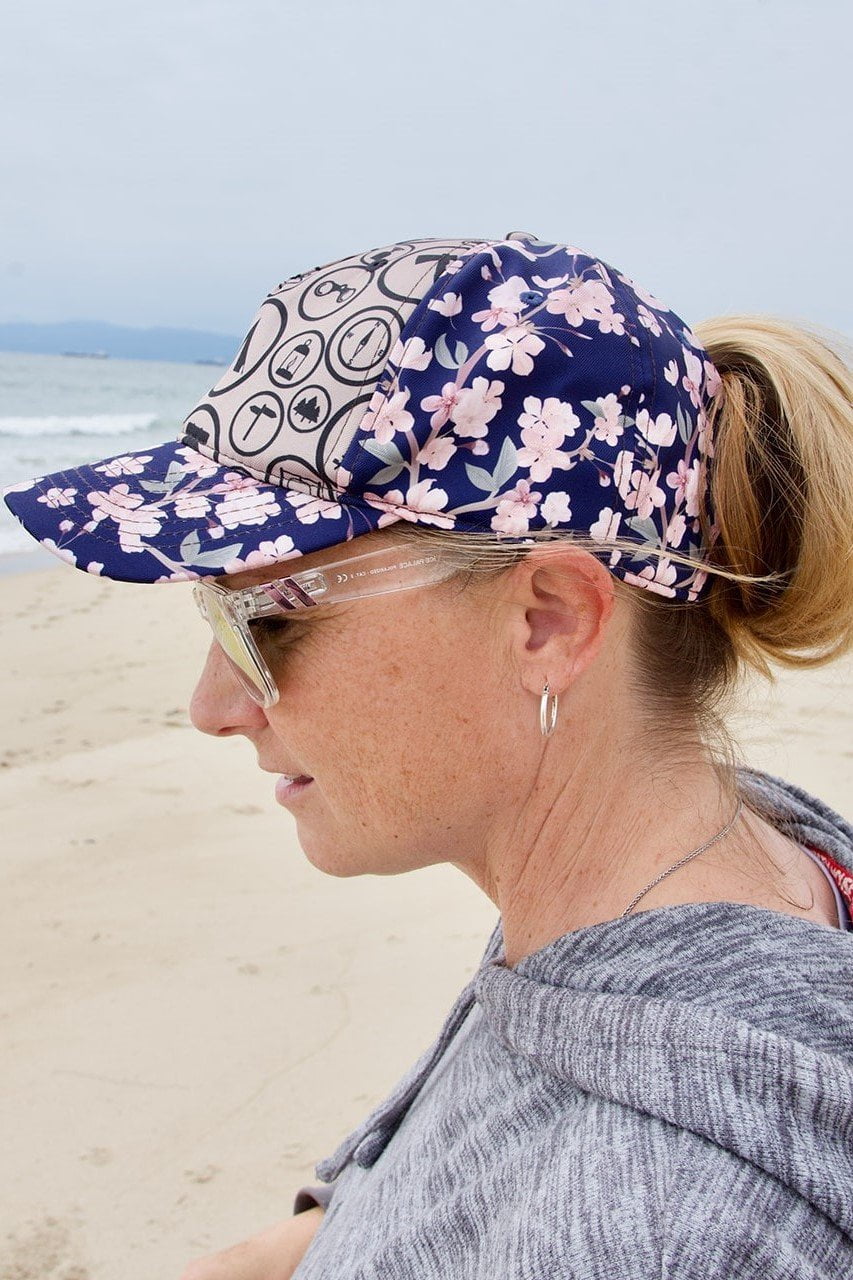 Camp Flowers Messy Bun Ponytail Hat