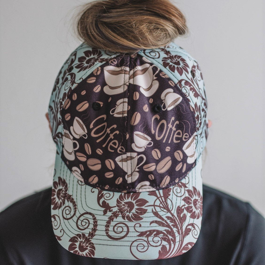 Coffee Bean Floral Ponytail Womens Hat 💕BUNDLE+OFFER