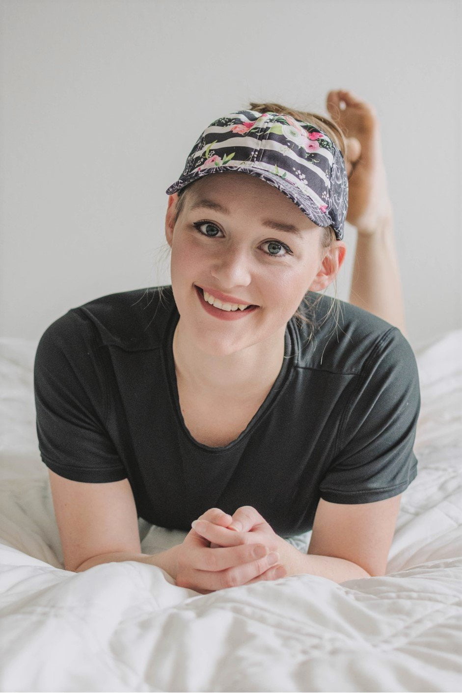 Floral Butterfly Messy Bun Ponytail Hat