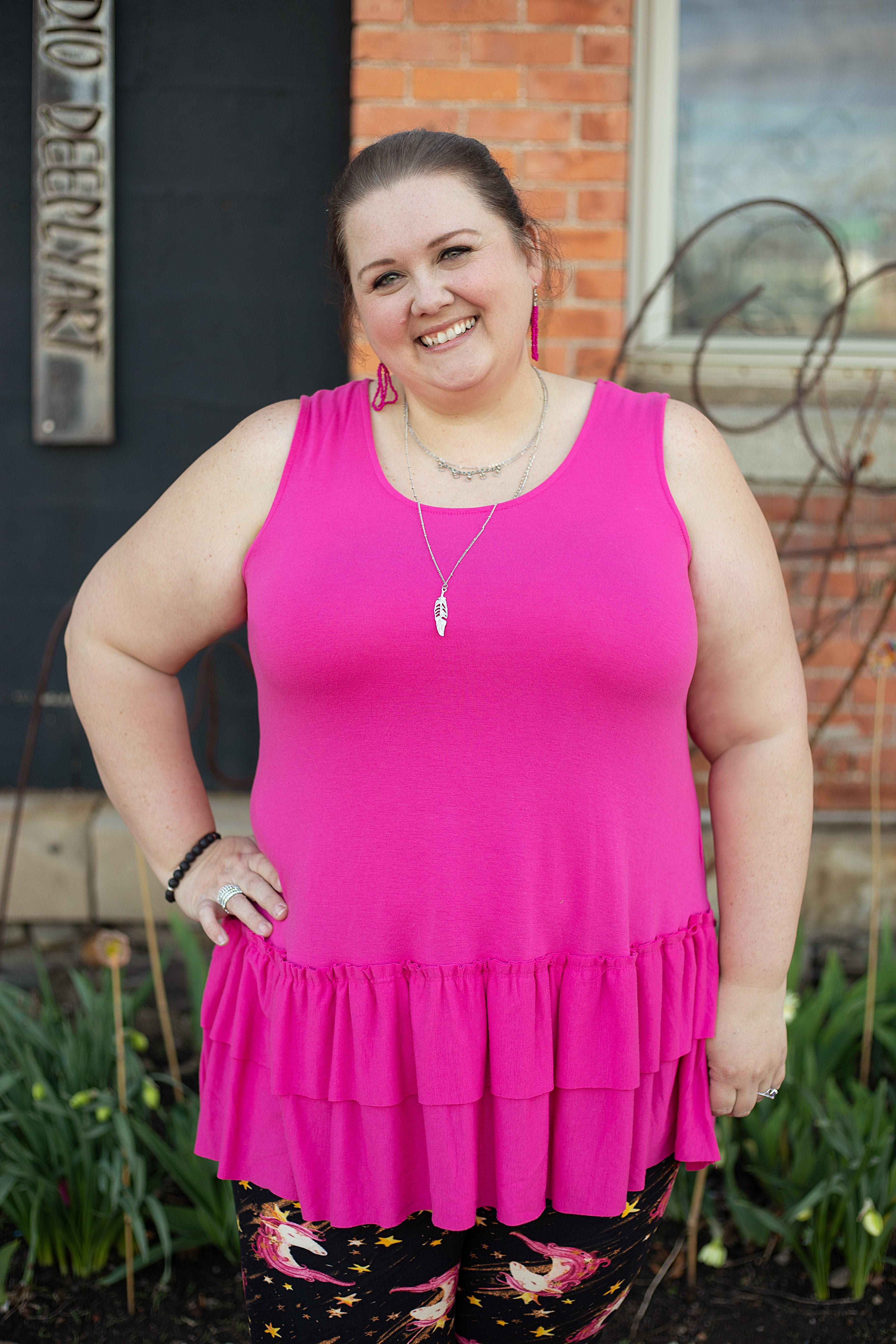 Tiffany Sleeveless Hot Pink Ruffle Top - Twisted Spur Boutique OUTLET