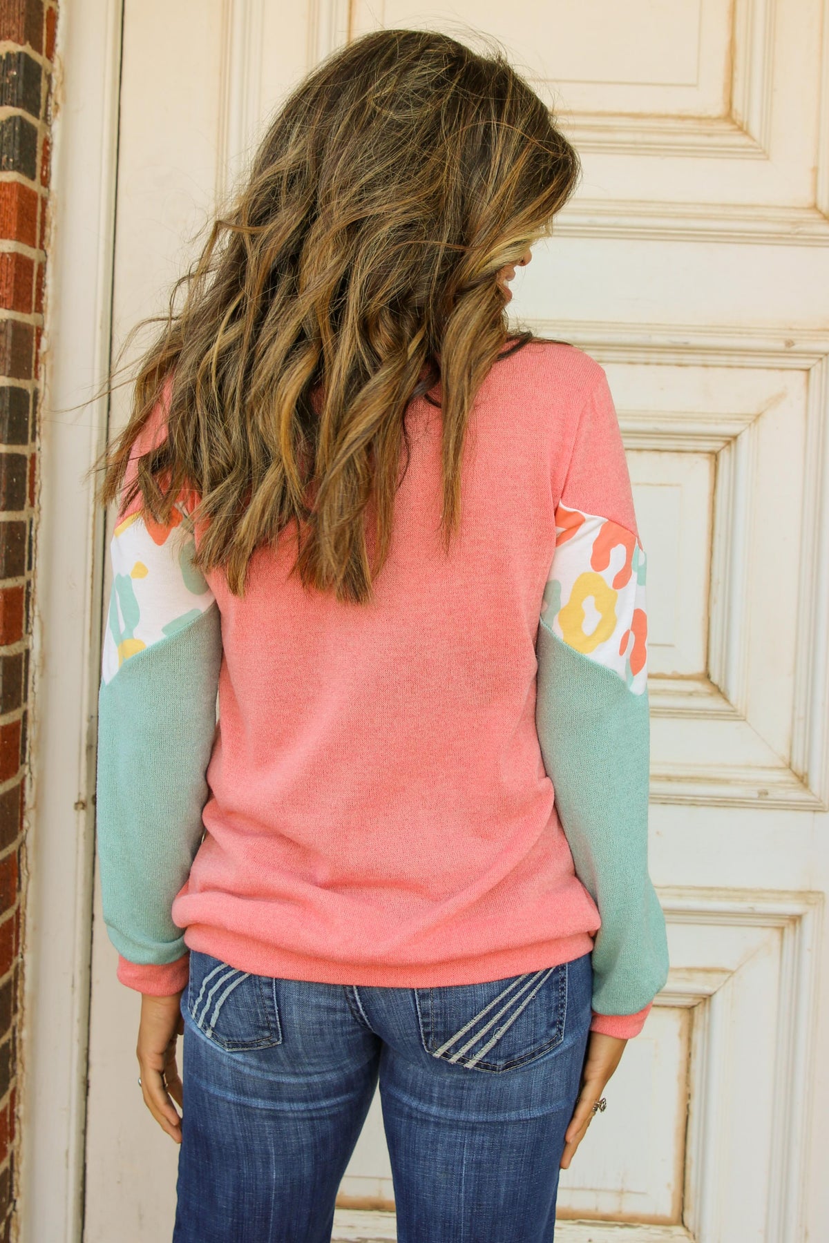 Sheena Coral/Mint Leopard Top SM-3XL D5