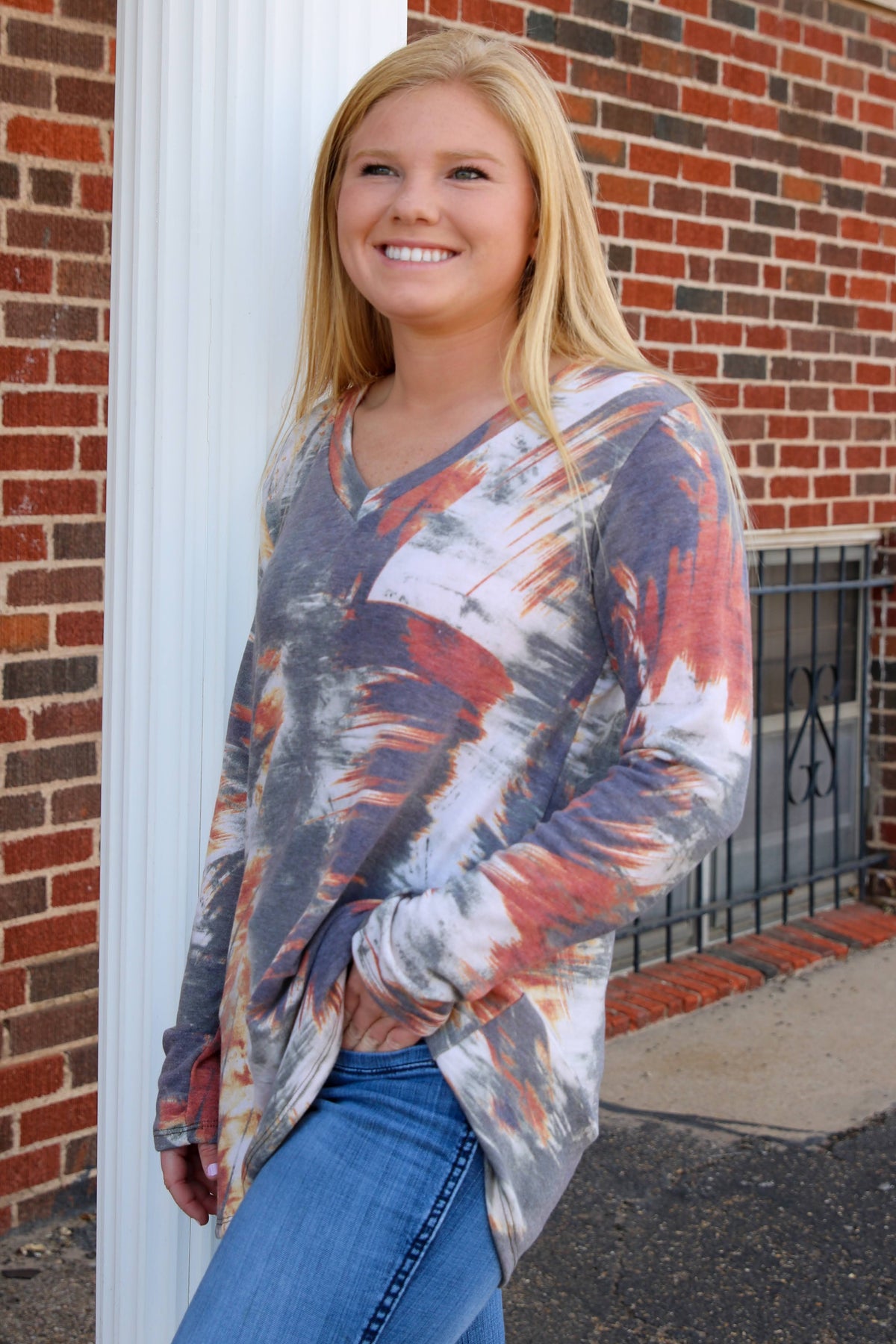 Tina Olive/Orange Top SMALL, MEDIUM D5