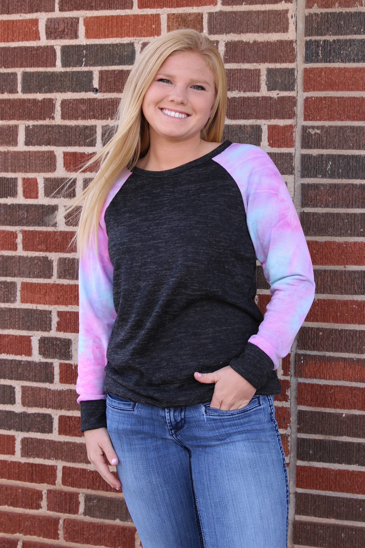 Ofelia Charcoal Tie Dye Top SM, LG