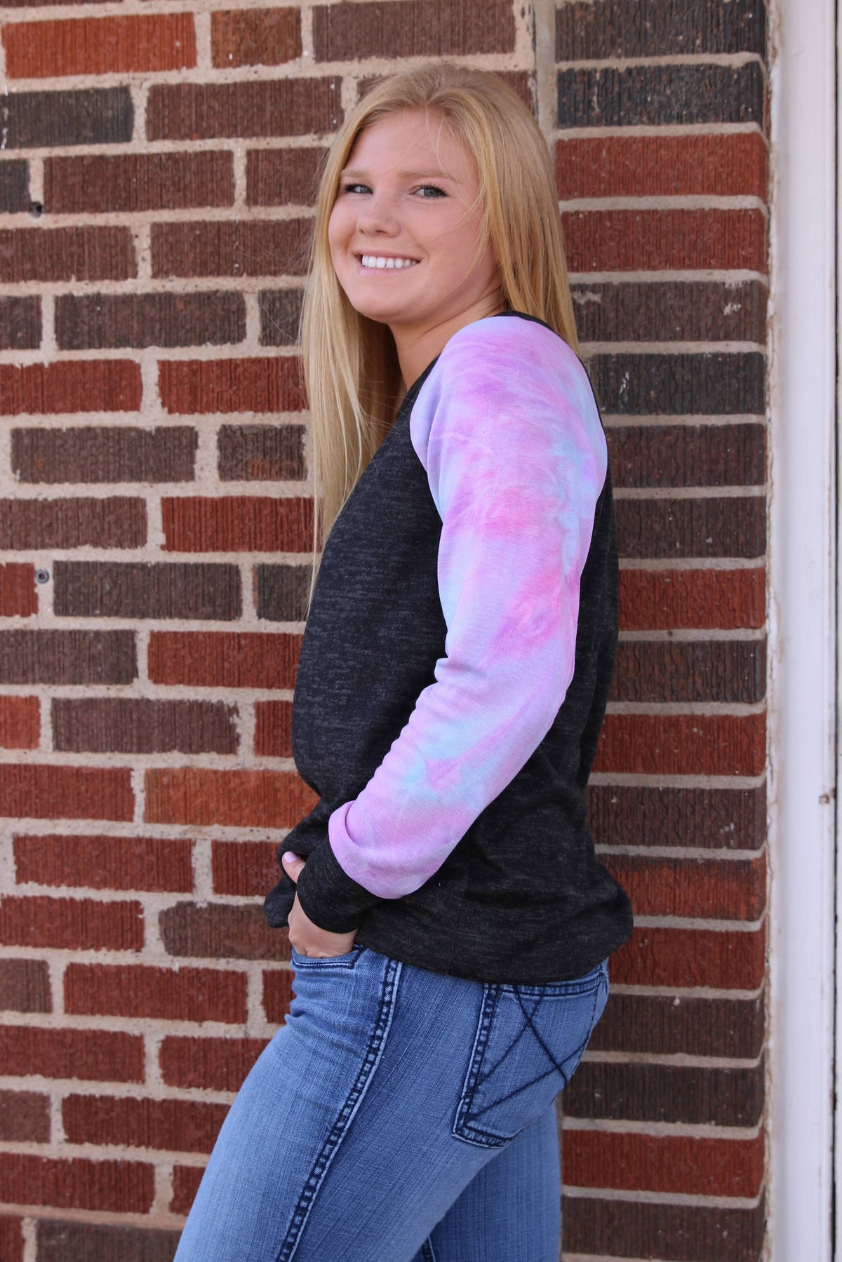 Ofelia Charcoal Tie Dye Top SM, LG