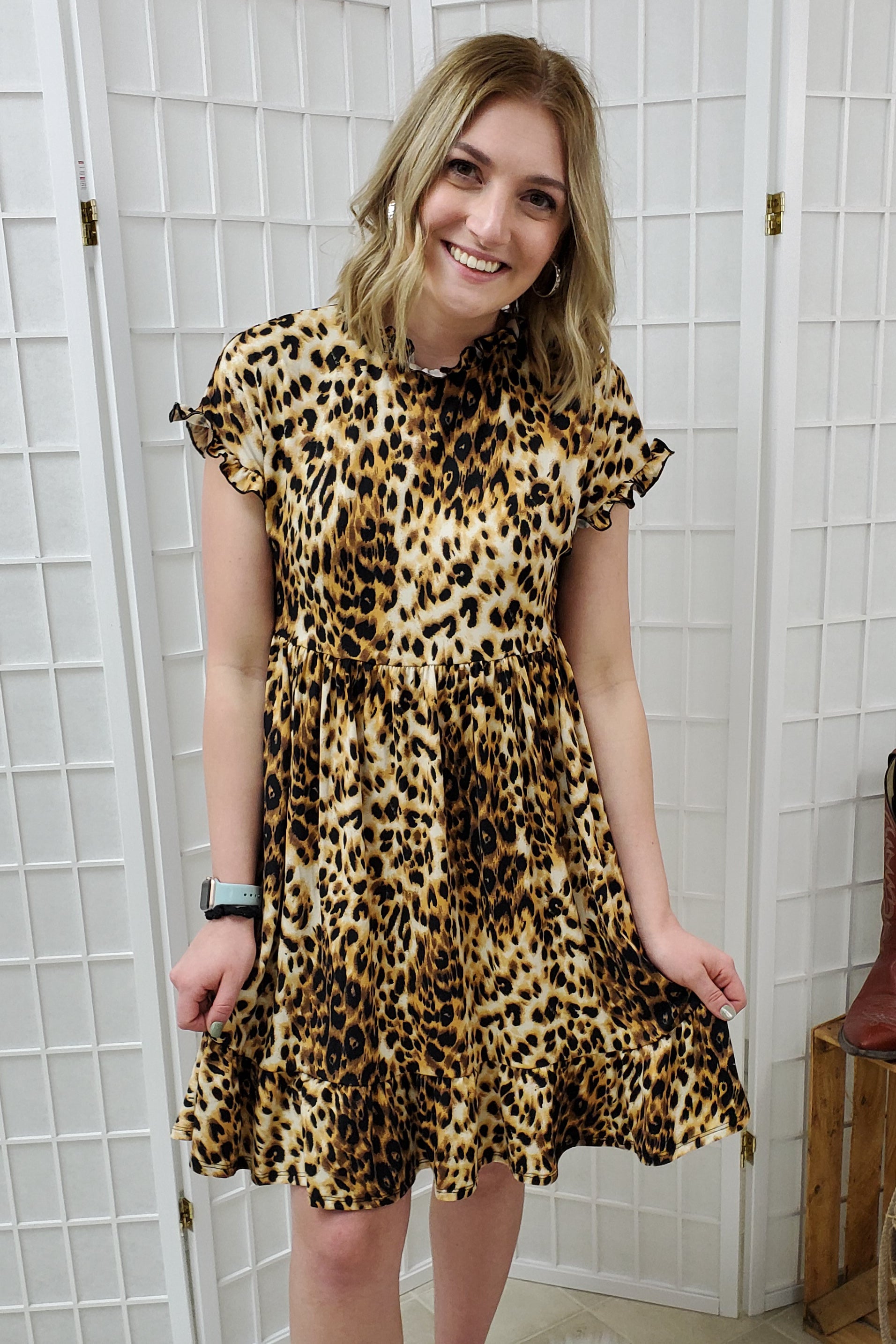 Blair Leopard Babydoll Dress
