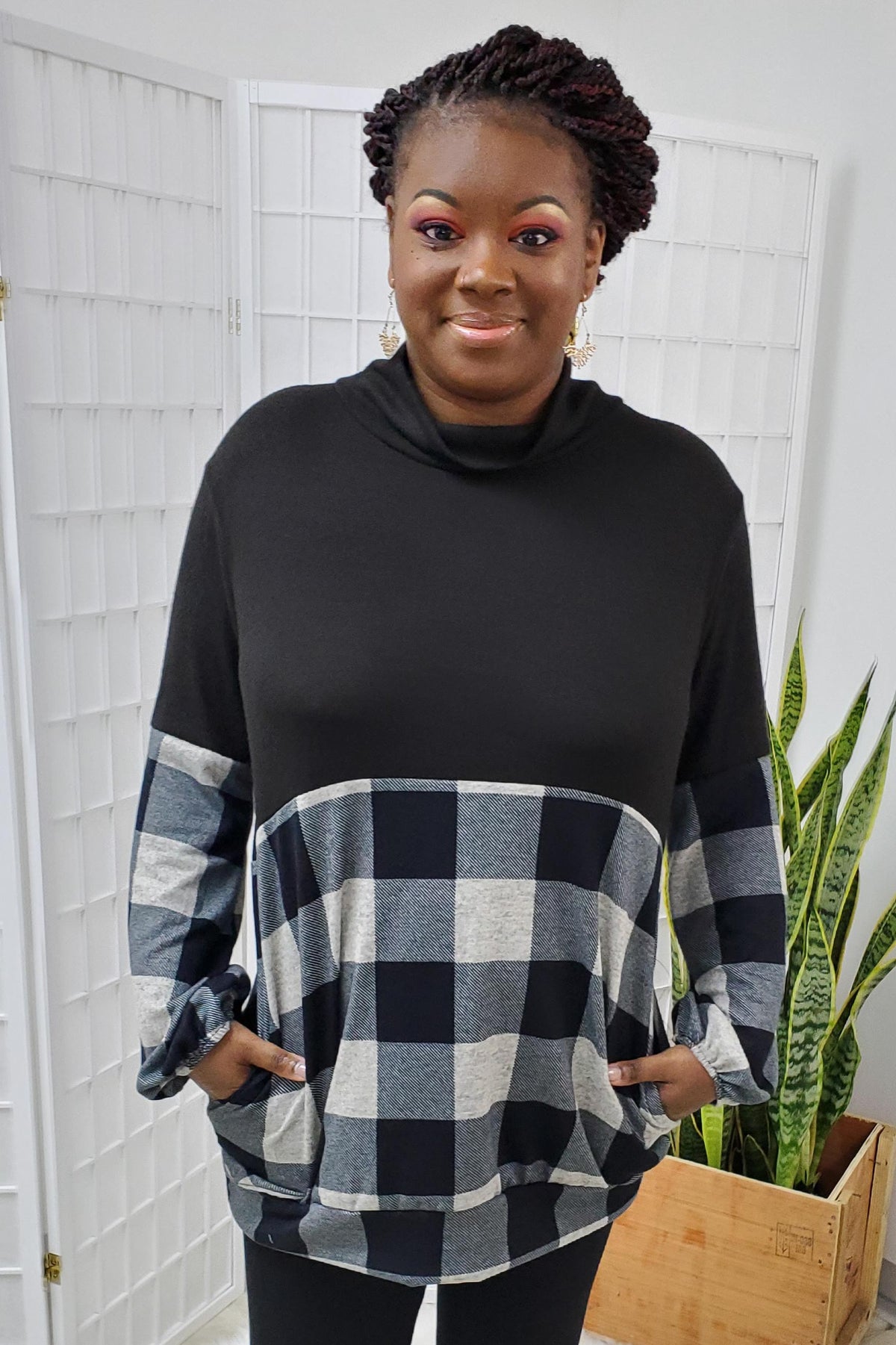 Mable Black Plaid Top MEDIUM