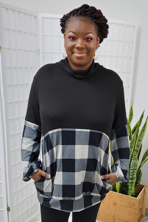 Mable Black Plaid Top