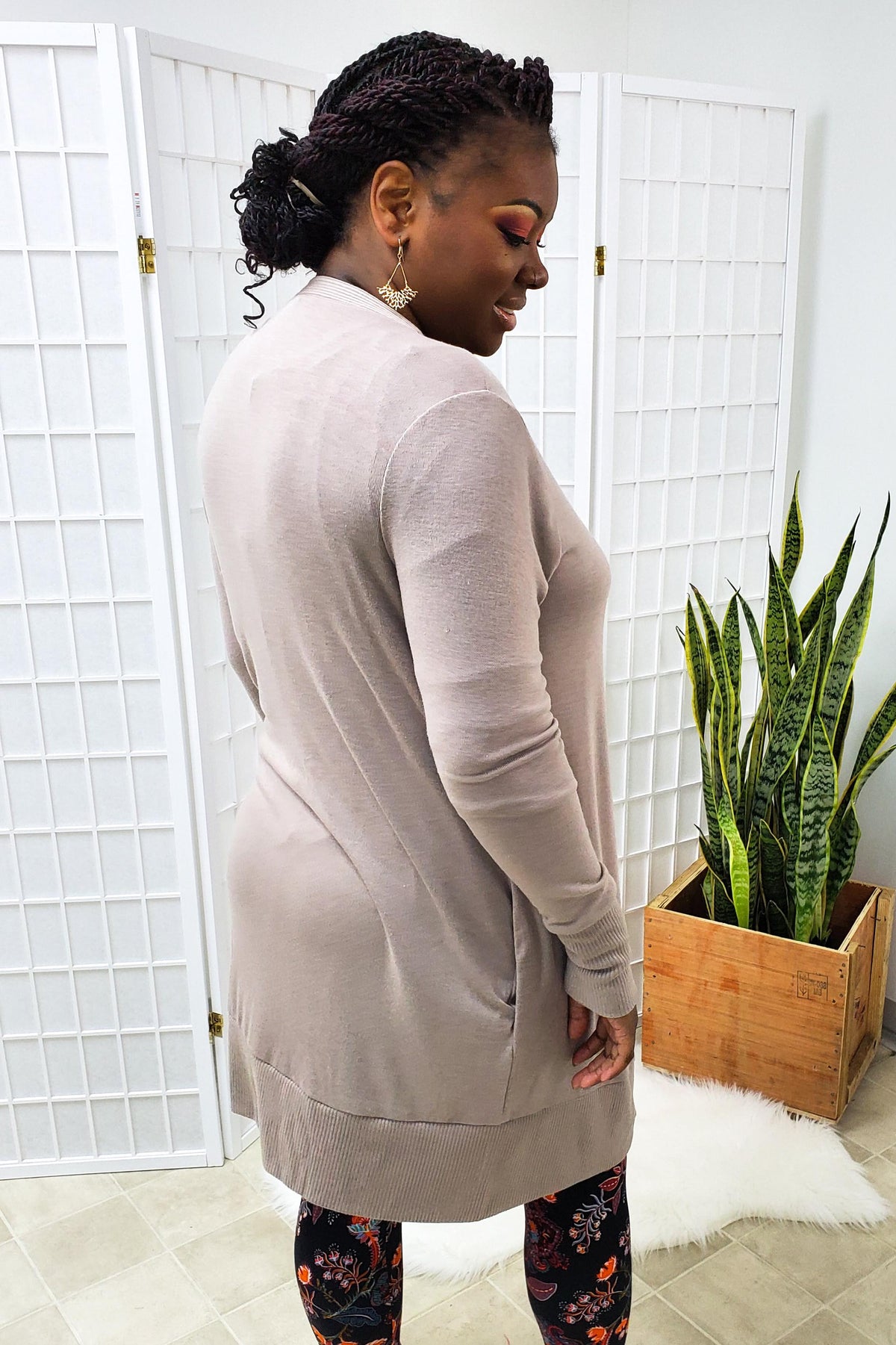 Ronnie Ash Mocha Long Button Cardigan 2XL D5