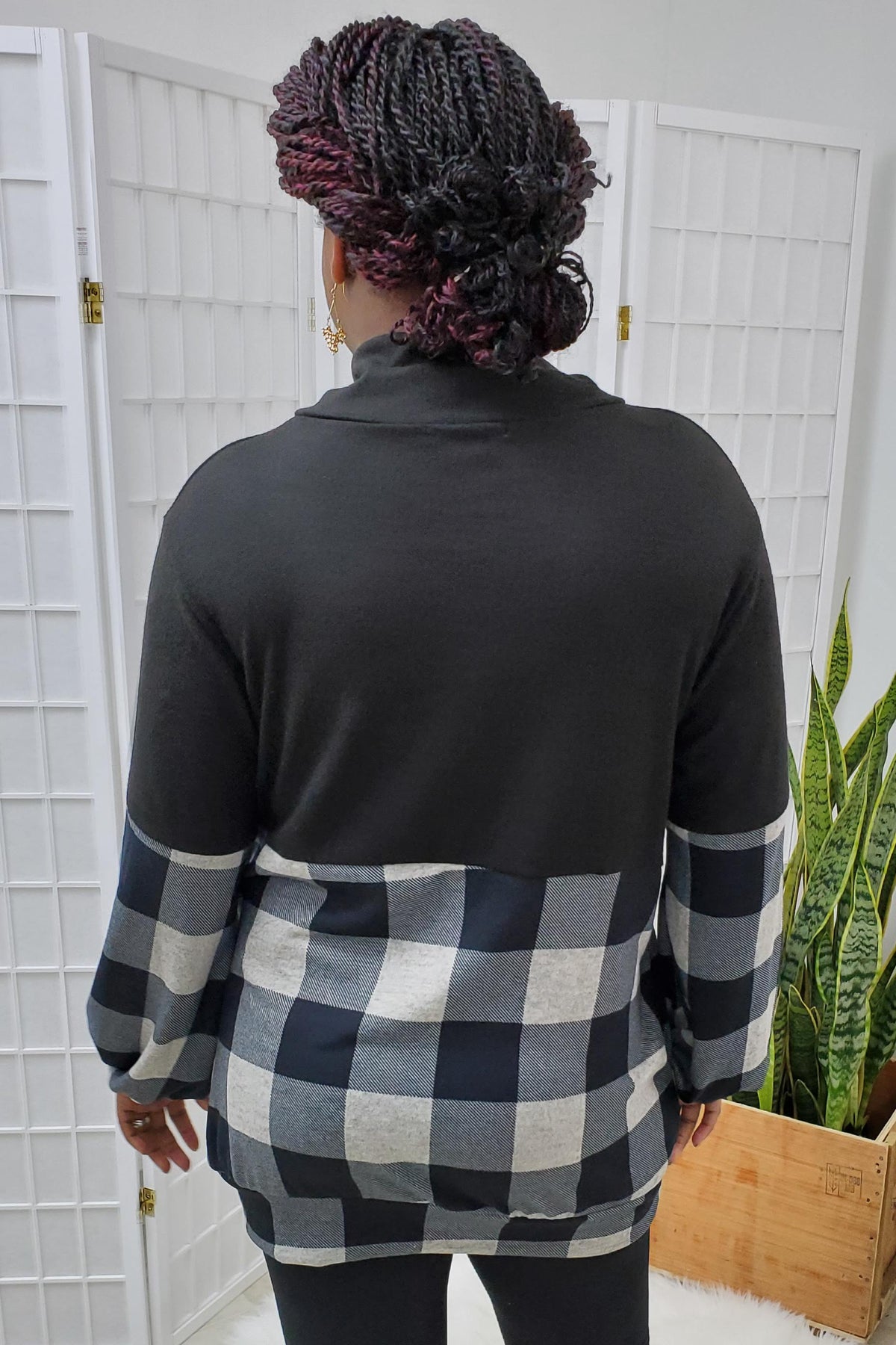 Mable Black Plaid Top MEDIUM