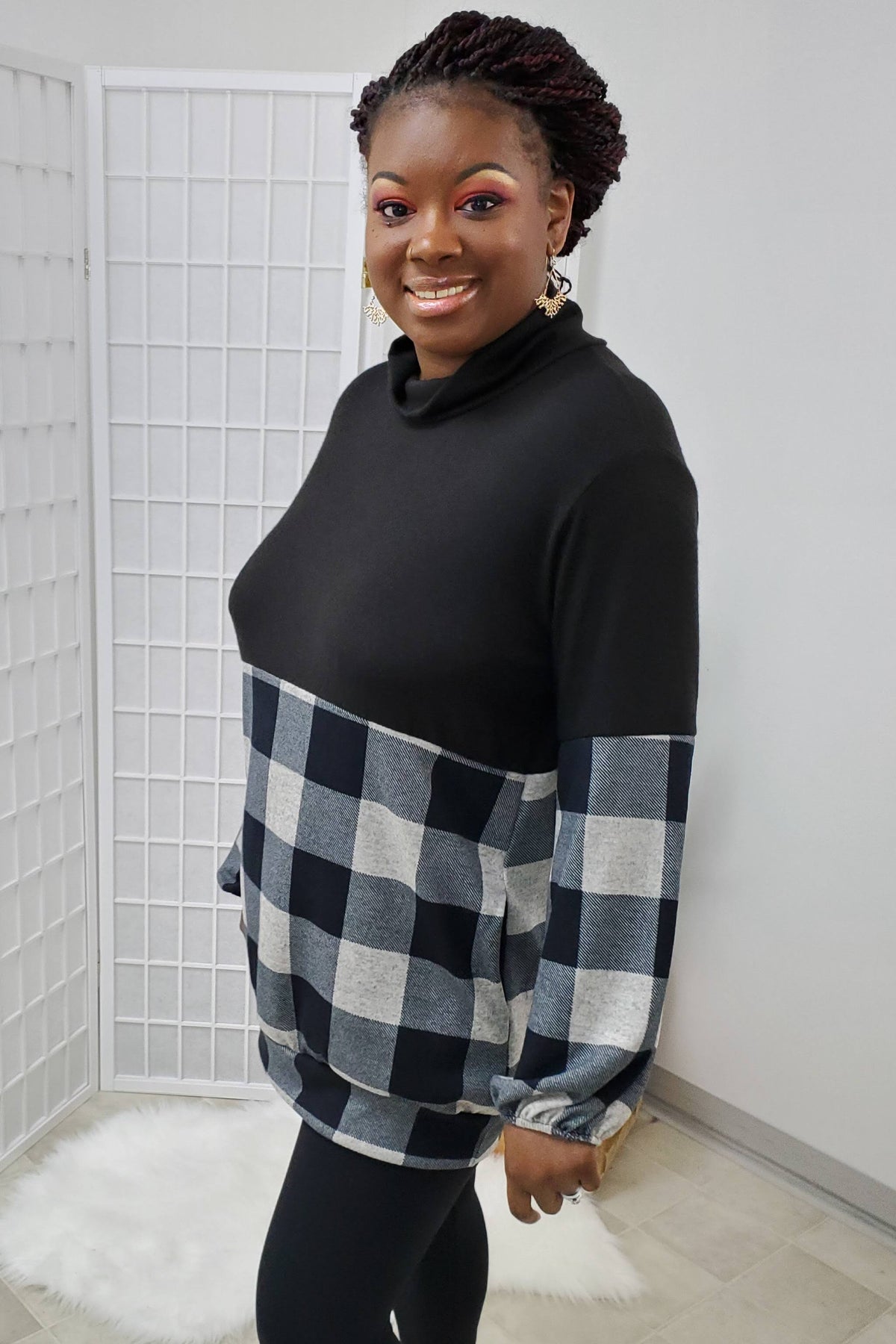 Mable Black Plaid Top MEDIUM