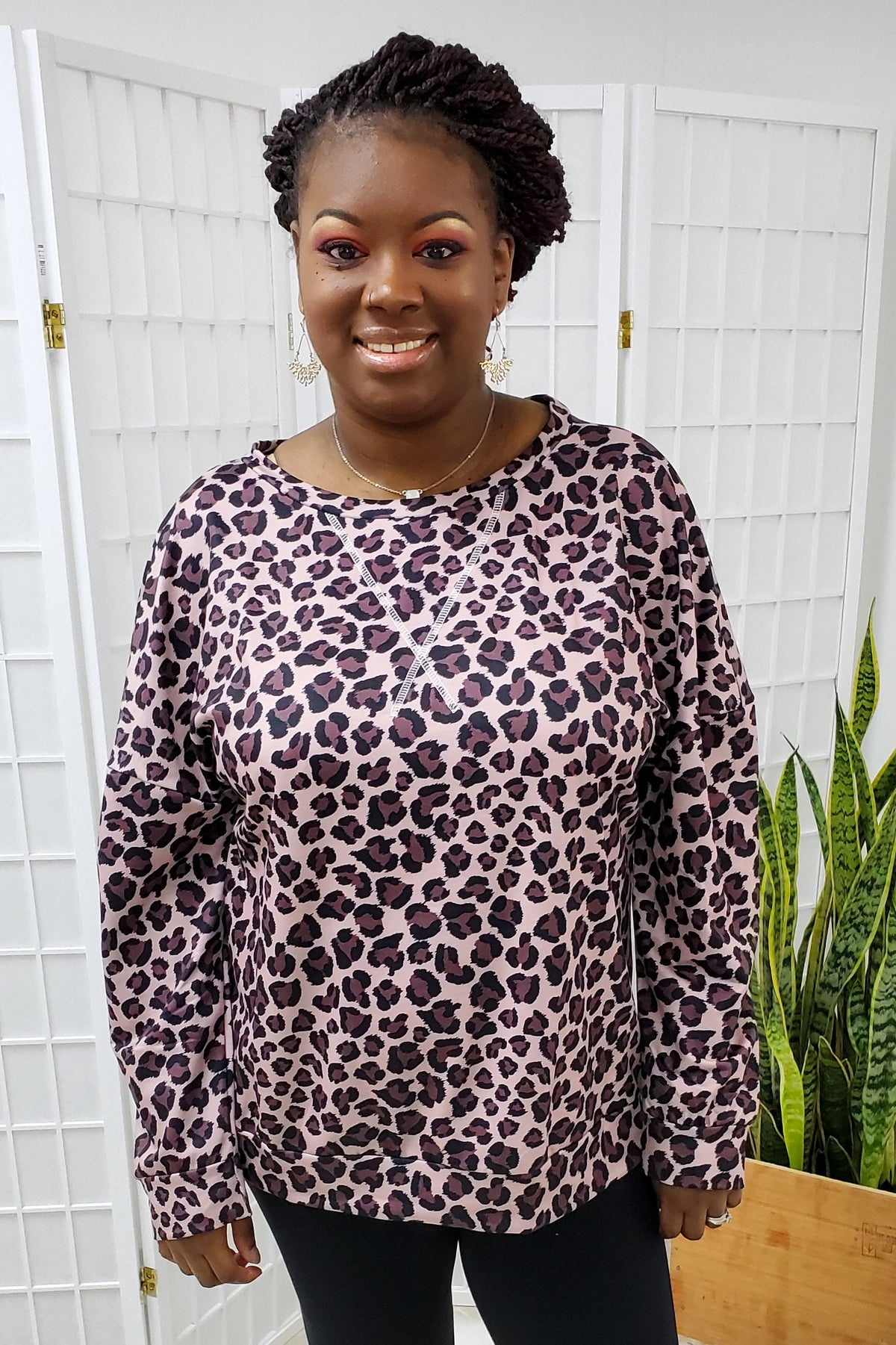 Kimber Leopard Pullover Top SM, LG