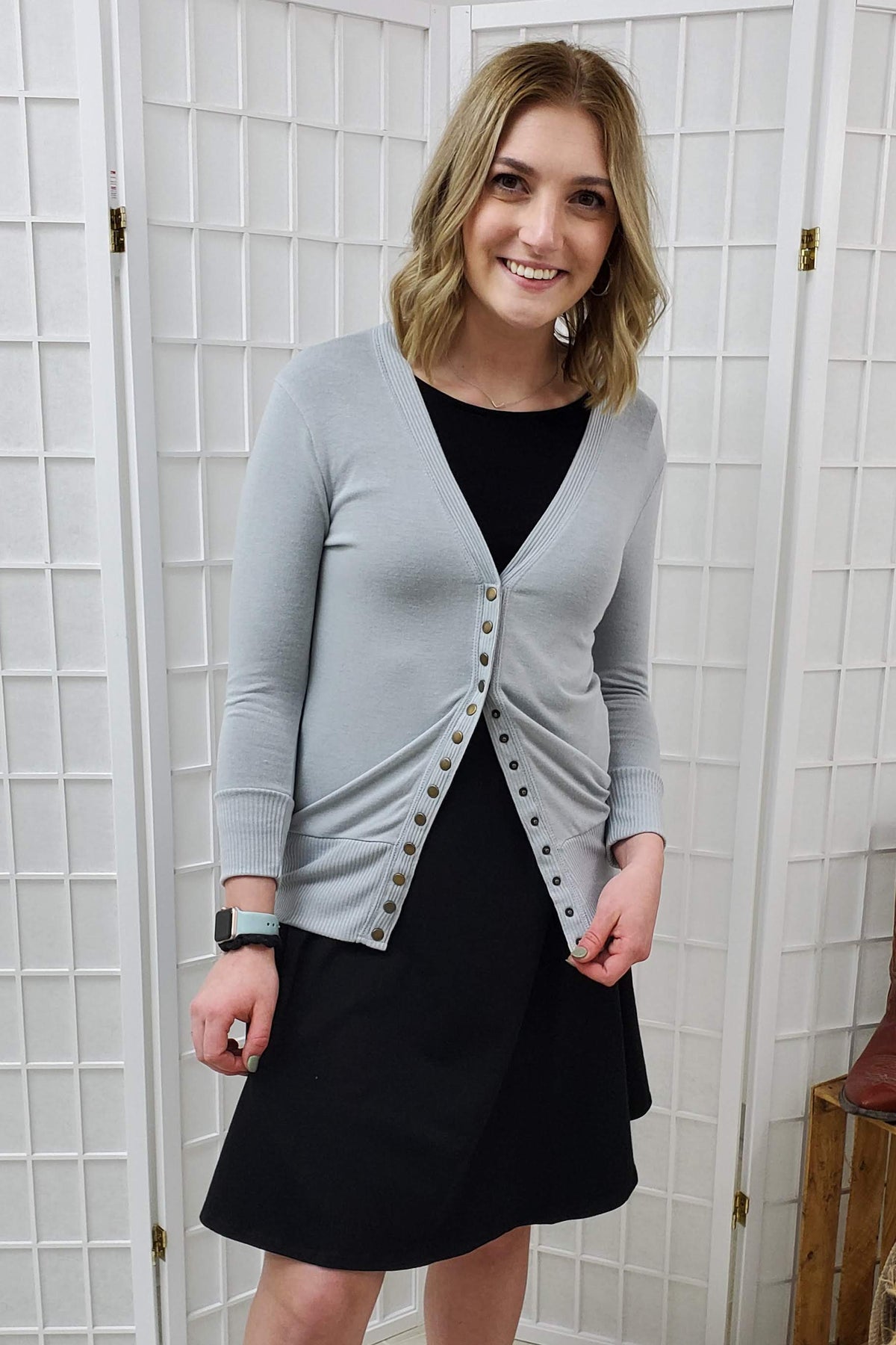 Taelynn Light Grey Button Cardigan 2XL D5