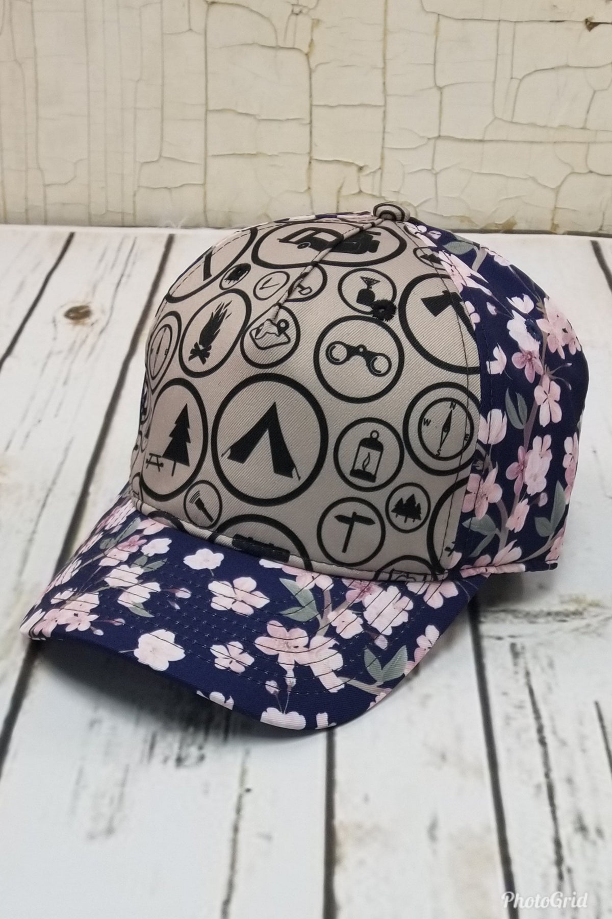 Camp Flowers Messy Bun Ponytail Hat