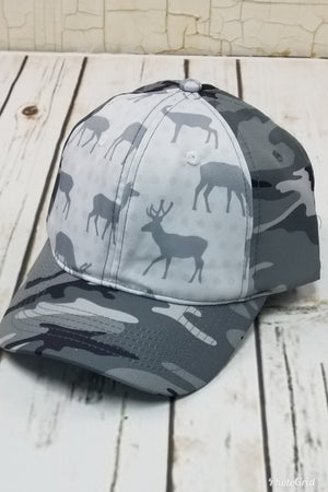 Deer Camo Messy Bun Ponytail Hat