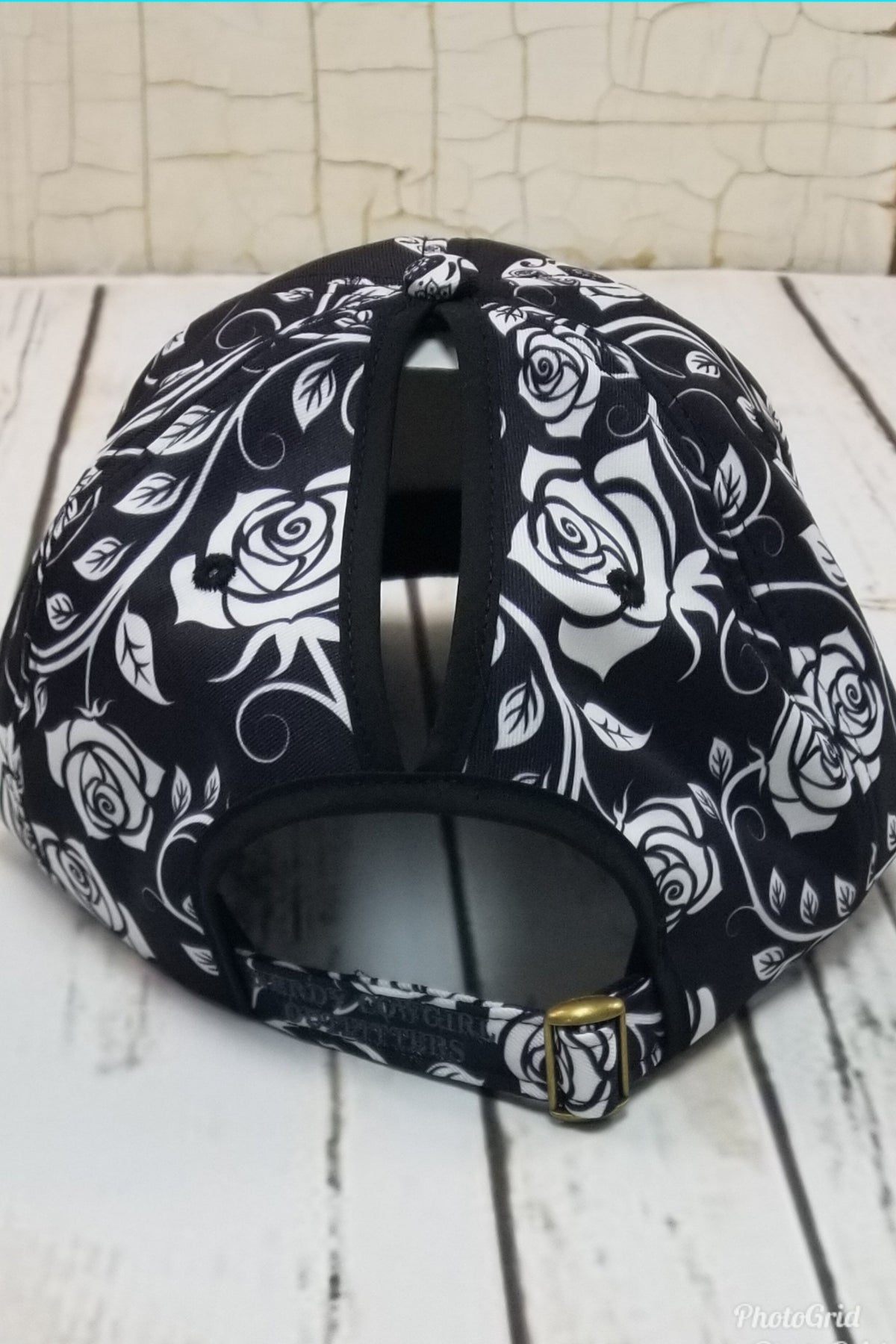 Skull Rose Messy Bun Ponytail Hat