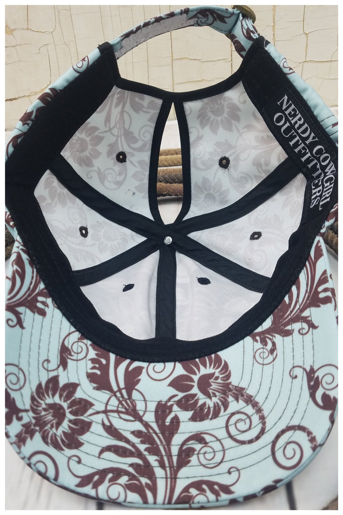 Coffee Floral Messy Bun Ponytail Hat