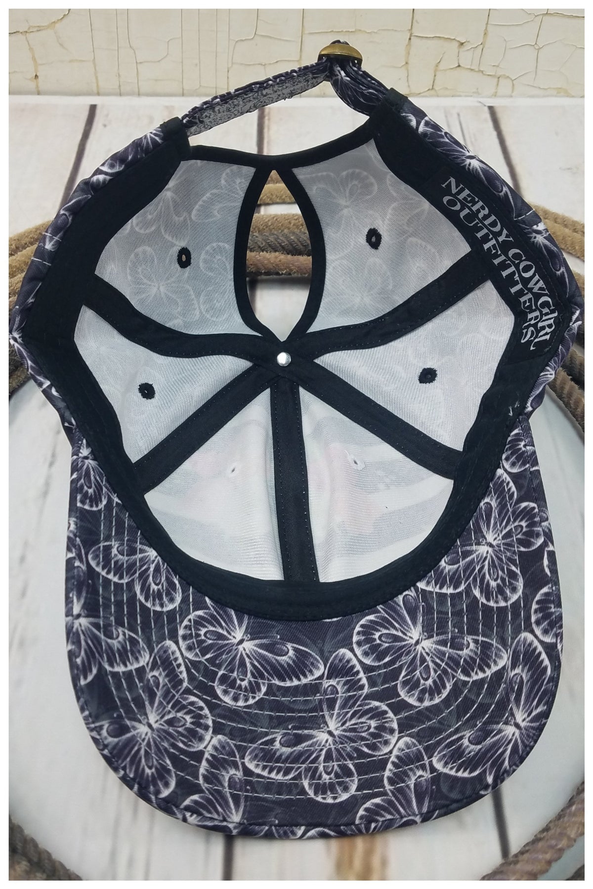 Floral Butterfly Messy Bun Ponytail Hat