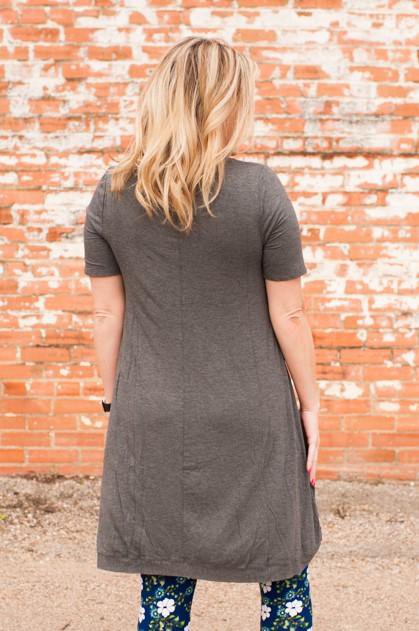 Jolene Hi-Low Mid Grey Tunic SM-3XL - Twisted Spur Boutique