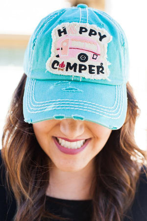 Happy Camper Trailer Turquoise Hat