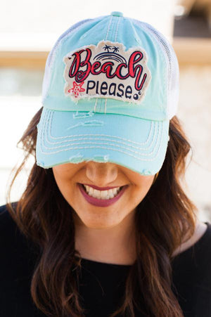 Beach Please Turquoise Hat