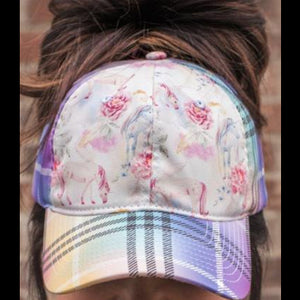 Unicorn Rainbow Plaid Ponytail Womens Hat 💕BUNDLE+OFFER